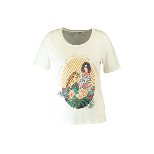 Ms Mode T Shirt Met Printopdruk Gebroken Wit ms mode kopen in de aanbieding