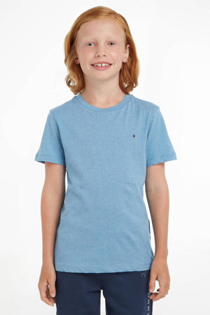 gemeleerd basic T-shirt lichtblauw melange