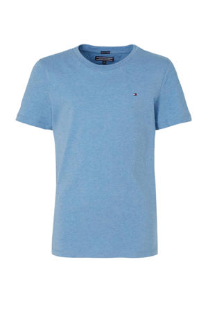 gemeleerd basic T-shirt lichtblauw melange