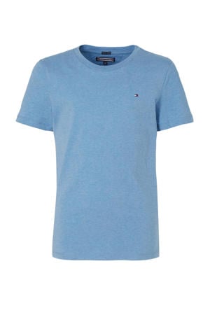gemeleerd basic T-shirt lichtblauw melange