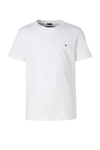 Witte jongens Tommy Hilfiger T-shirt van katoen met korte mouwen en ronde hals