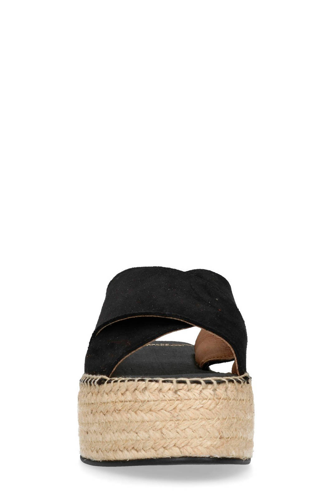 Zwarte Slippers met Grove Plateauzool en Gesp - Uwantisell.nl