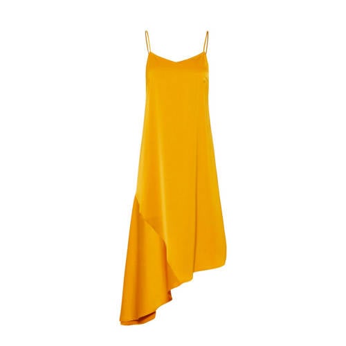 Pieces asymmetrische jurk okergeel Pieces asymmetrische jurk okergeel