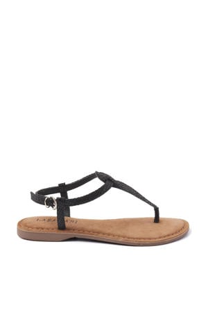 75.611 leren sandalen met slangenprint zwart
