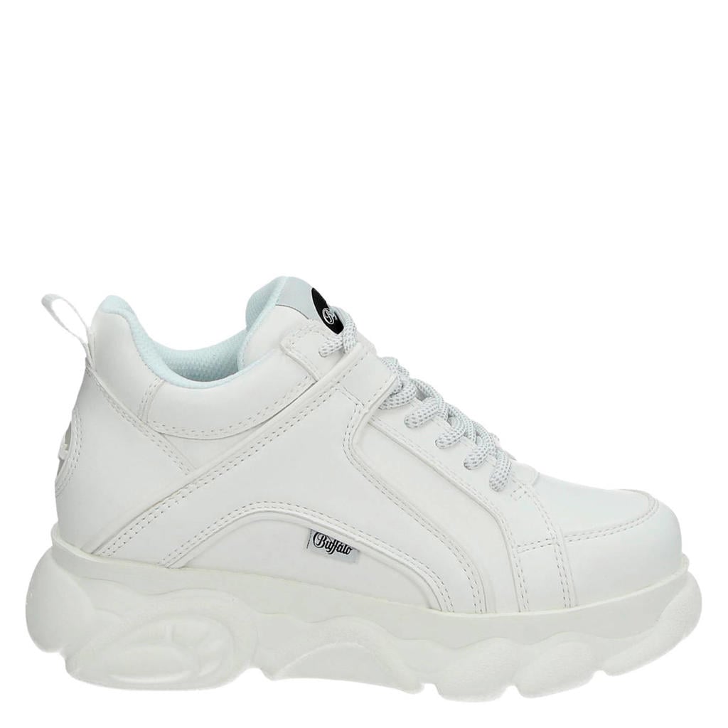 Witte dames Buffalo Corin chunky dad sneakers van imitatieleer met veters