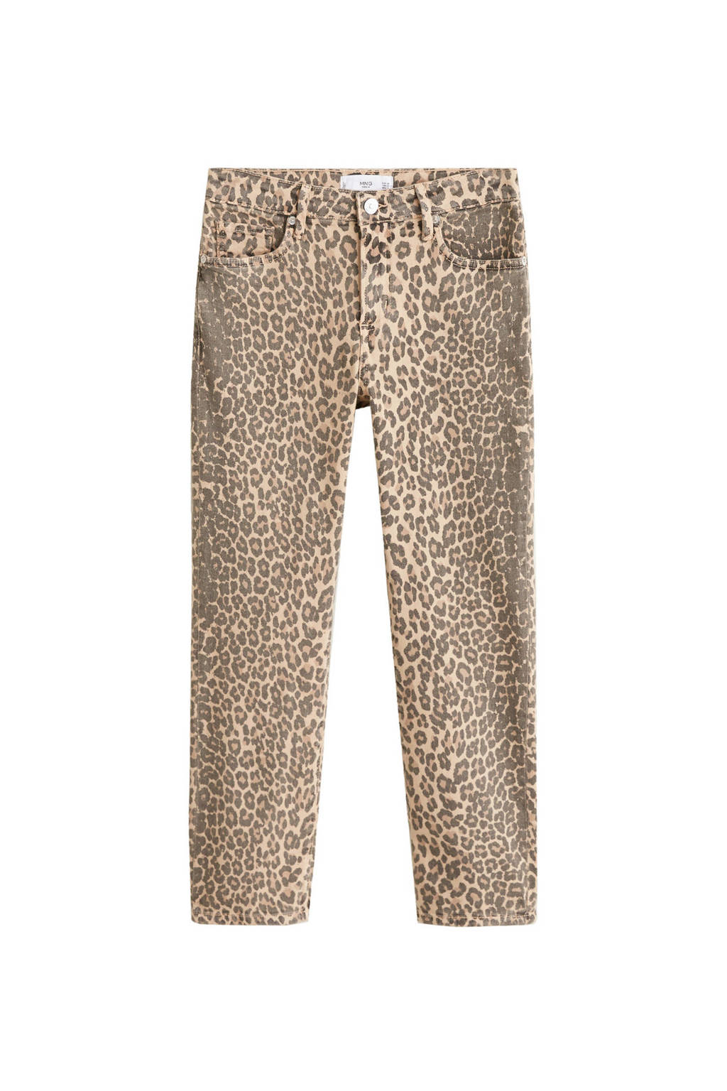 Mango slim fit broek met panterprint bruin, Bruin
