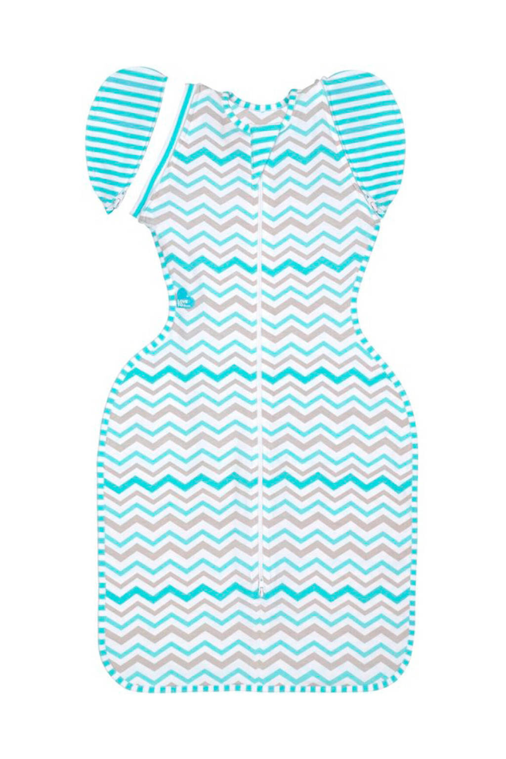 Love to Dream inbakerslaapzak 50/50 turquoise stage 2-maat M, Turquoise/wit