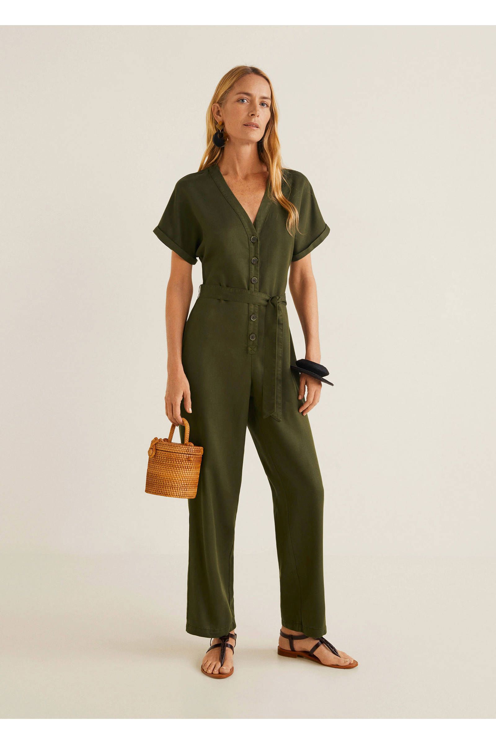 Mango jumpsuit kaki wehkamp