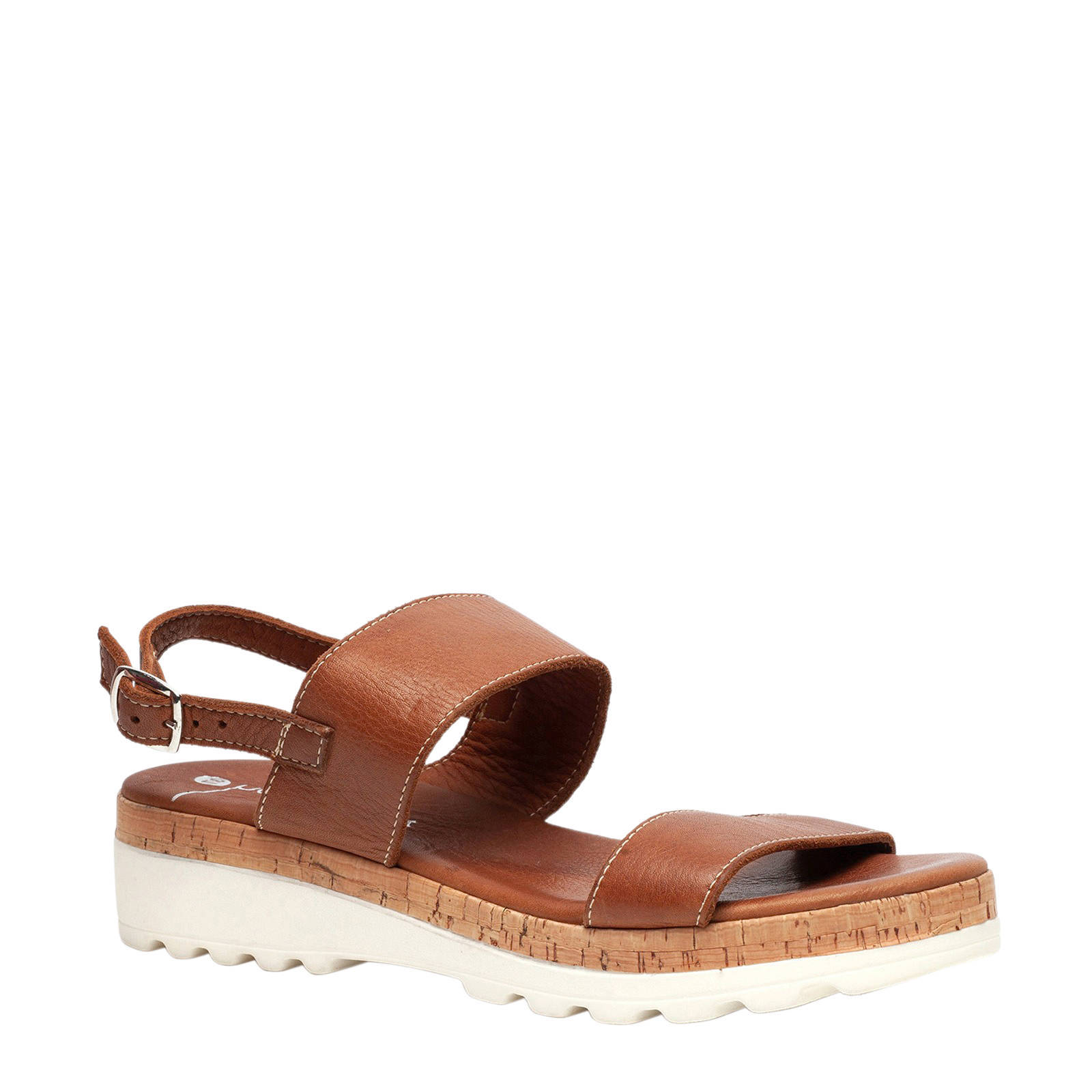 Scapino leren sandalen cognac | wehkamp