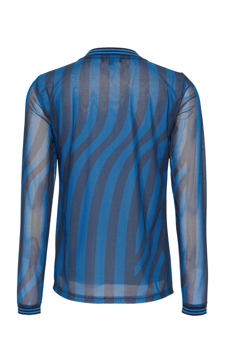 Didi met blouse van mesh blauw streepprint rwrpPxvq