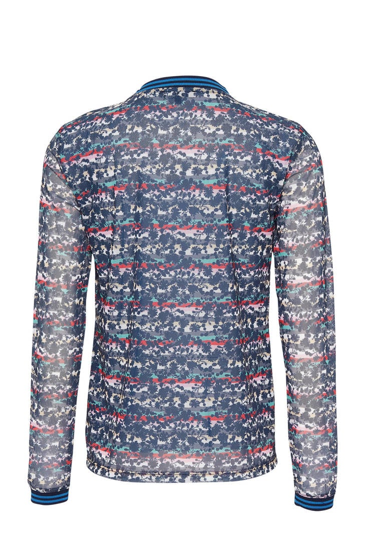 met over blauw blouse van all mesh print Didi nxSUAZw