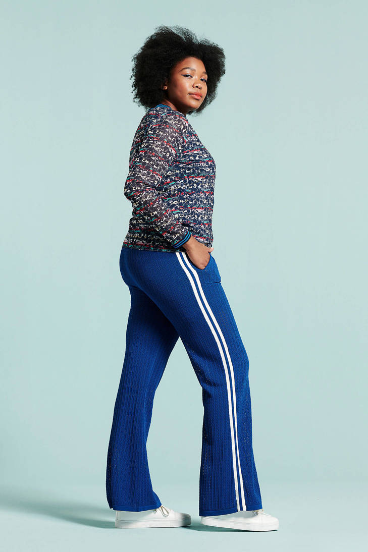met over blauw blouse van all mesh print Didi nxSUAZw