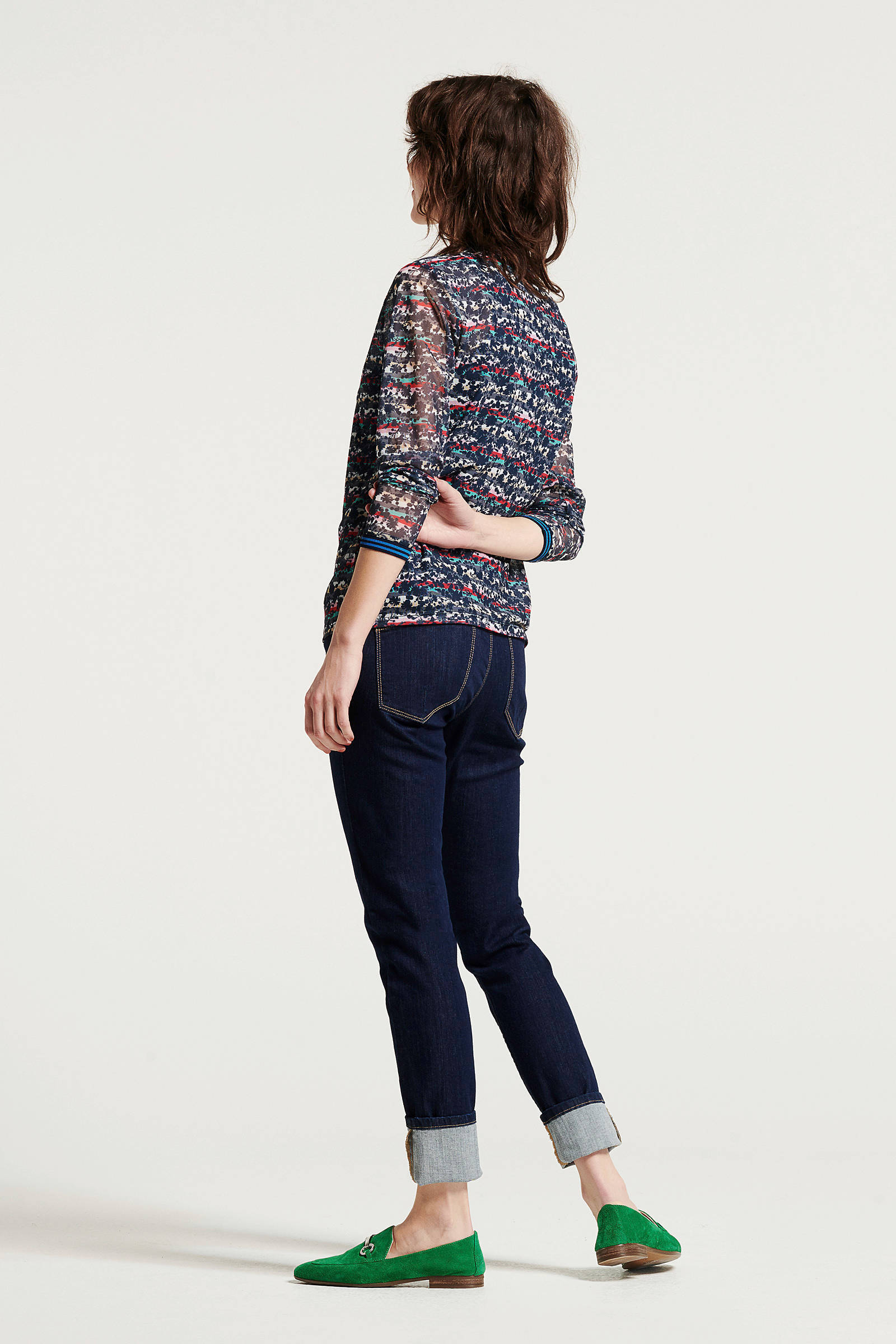 met over blauw blouse van all mesh print Didi nxSUAZw