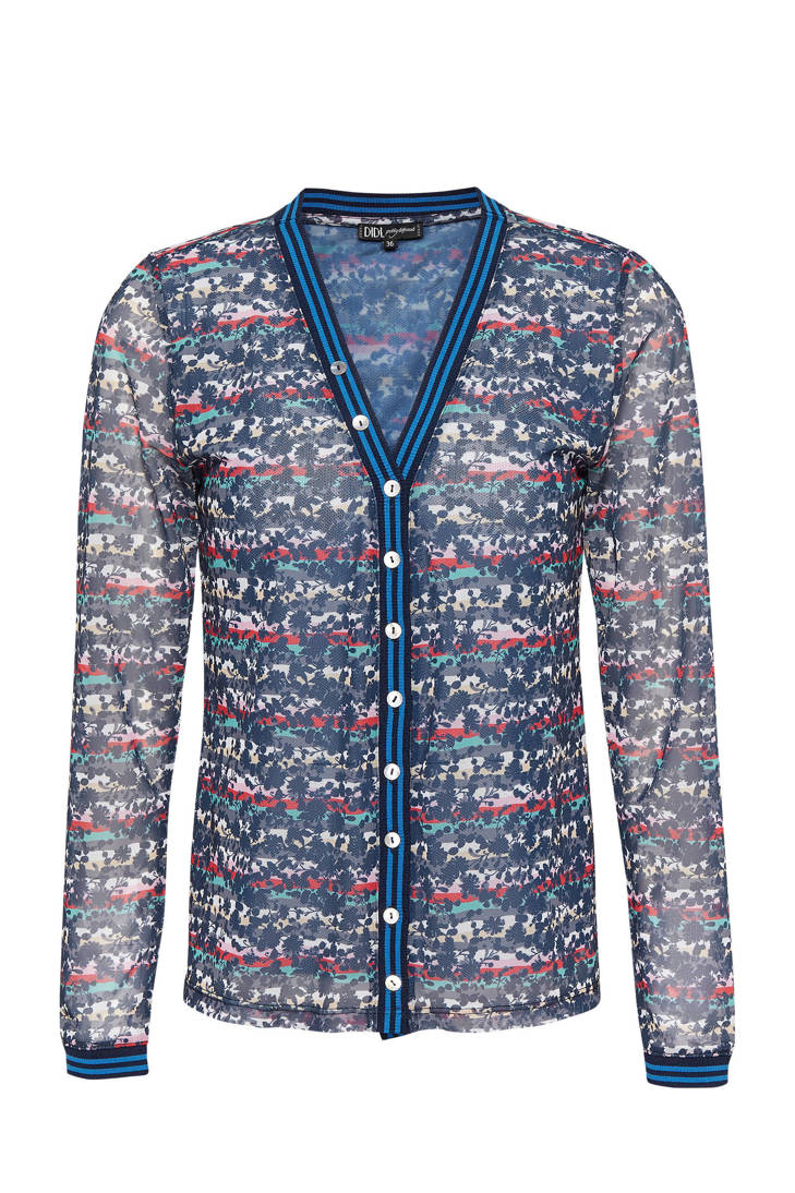 met over blauw blouse van all mesh print Didi nxSUAZw