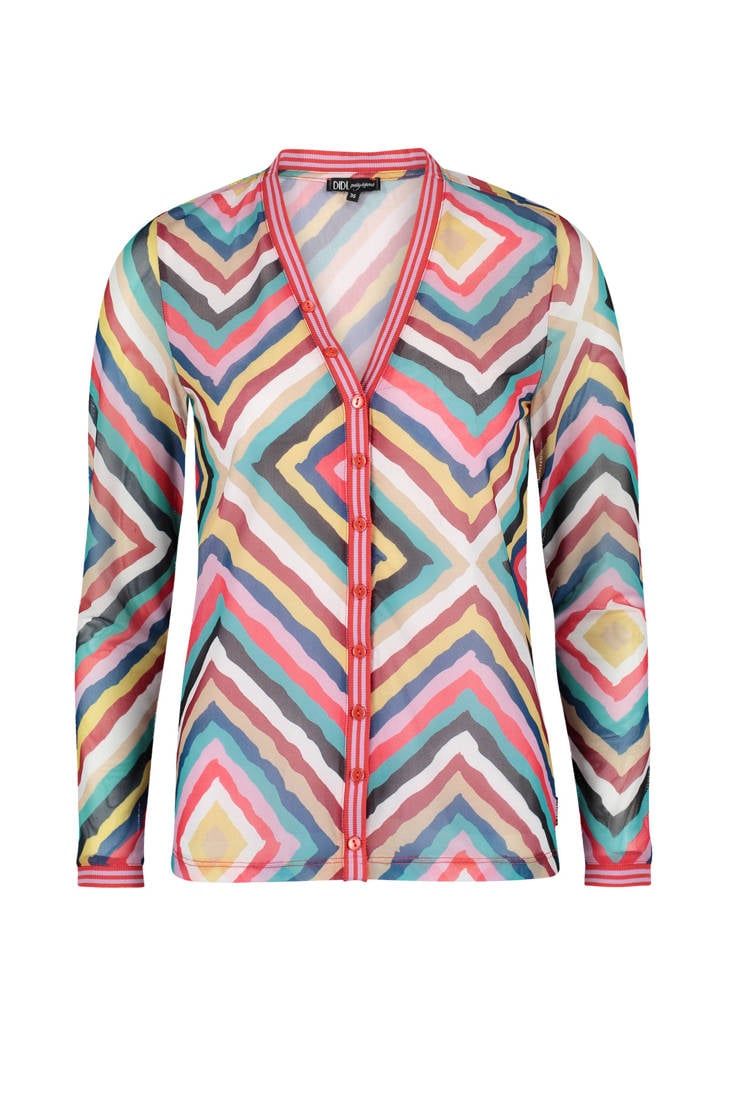 van met koraal over all print mesh blouse Didi PqSzw5v5