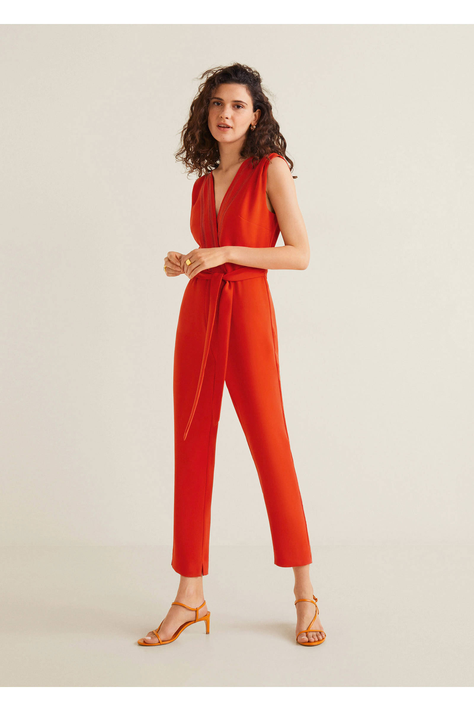 Mango jumpsuit rood wehkamp
