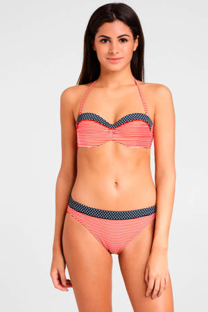 gestreepte strapless beugel bikinitop rood