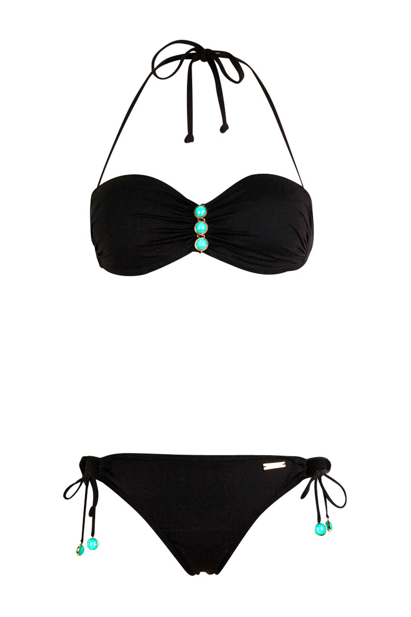 Lascana strapless bandeau bikini zwart