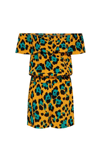 KIDSONLY jumpsuit met dierenprint mosterdgeel