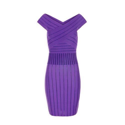 Morgan strakke jurk met gekruist detail paars Morgan strakke jurk met gekruist detail paars