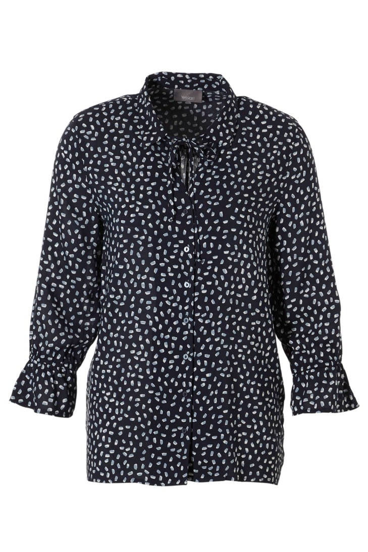 print C blouse met allover donkerblauw A Yessica fnWrHZn