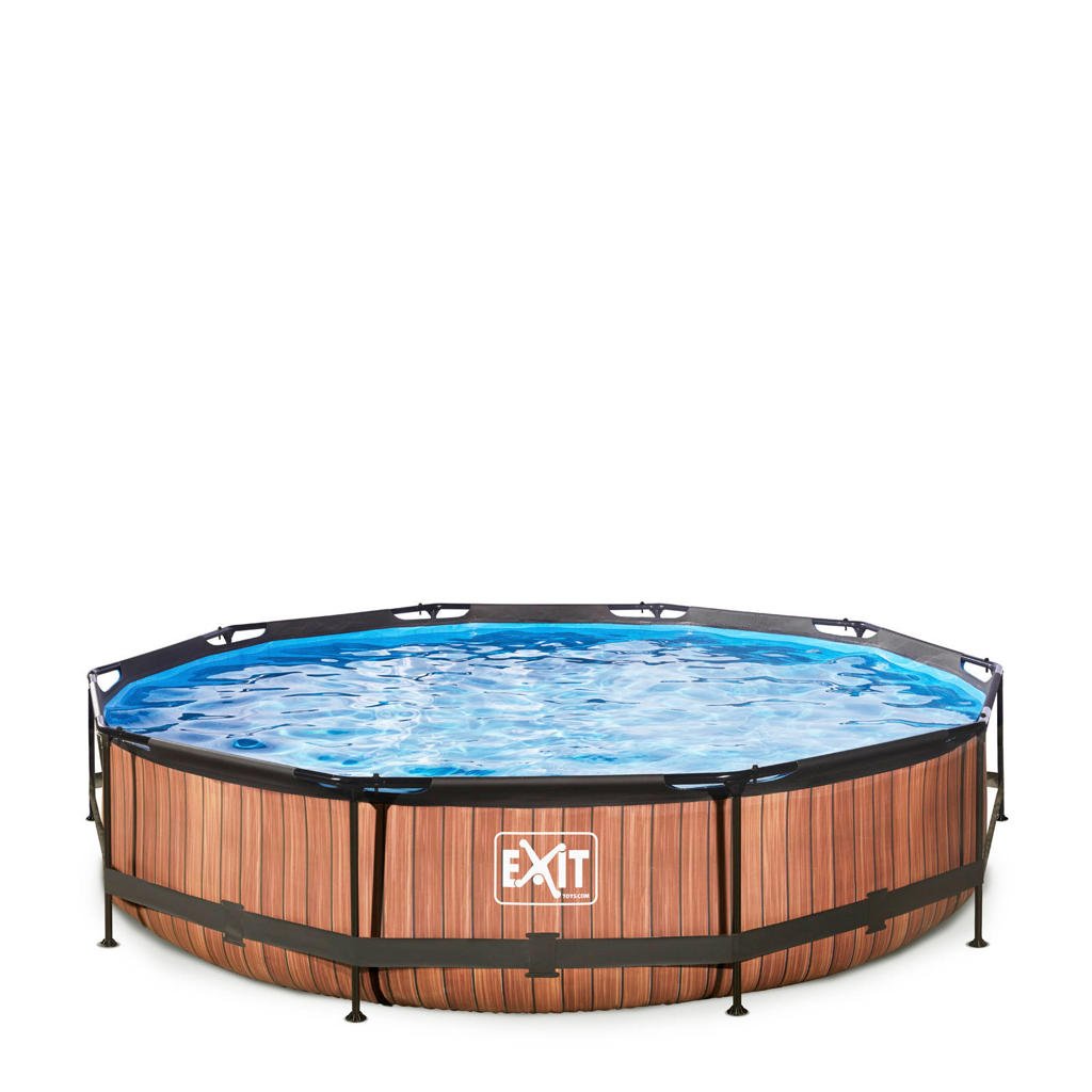 EXIT Frame Pool ø360x76cm (12v Cartridge filter) – Houtbruin