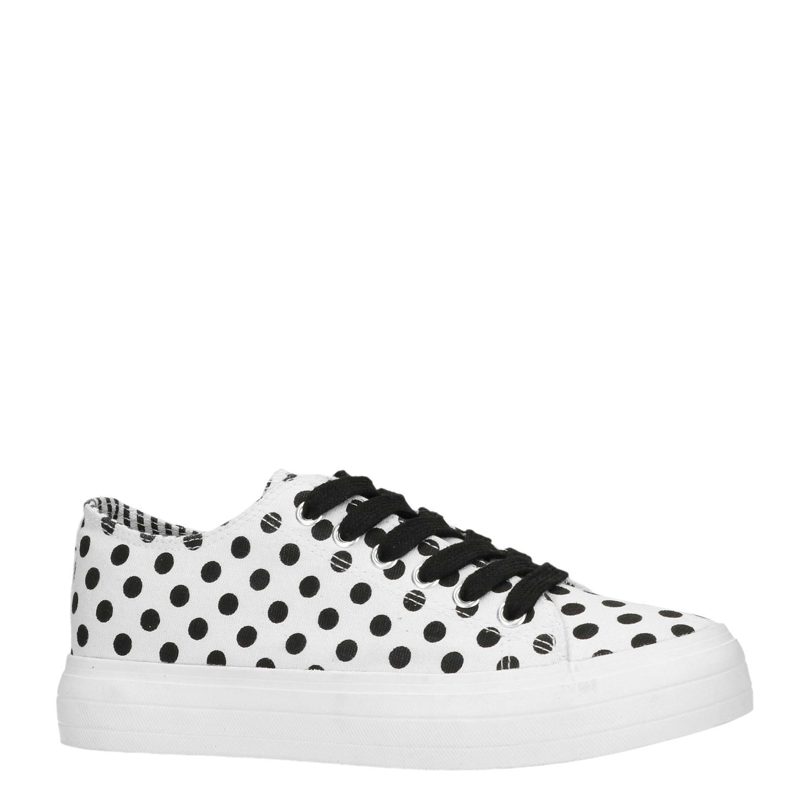 Sacha plateau sneakers wit/zwart | wehkamp
