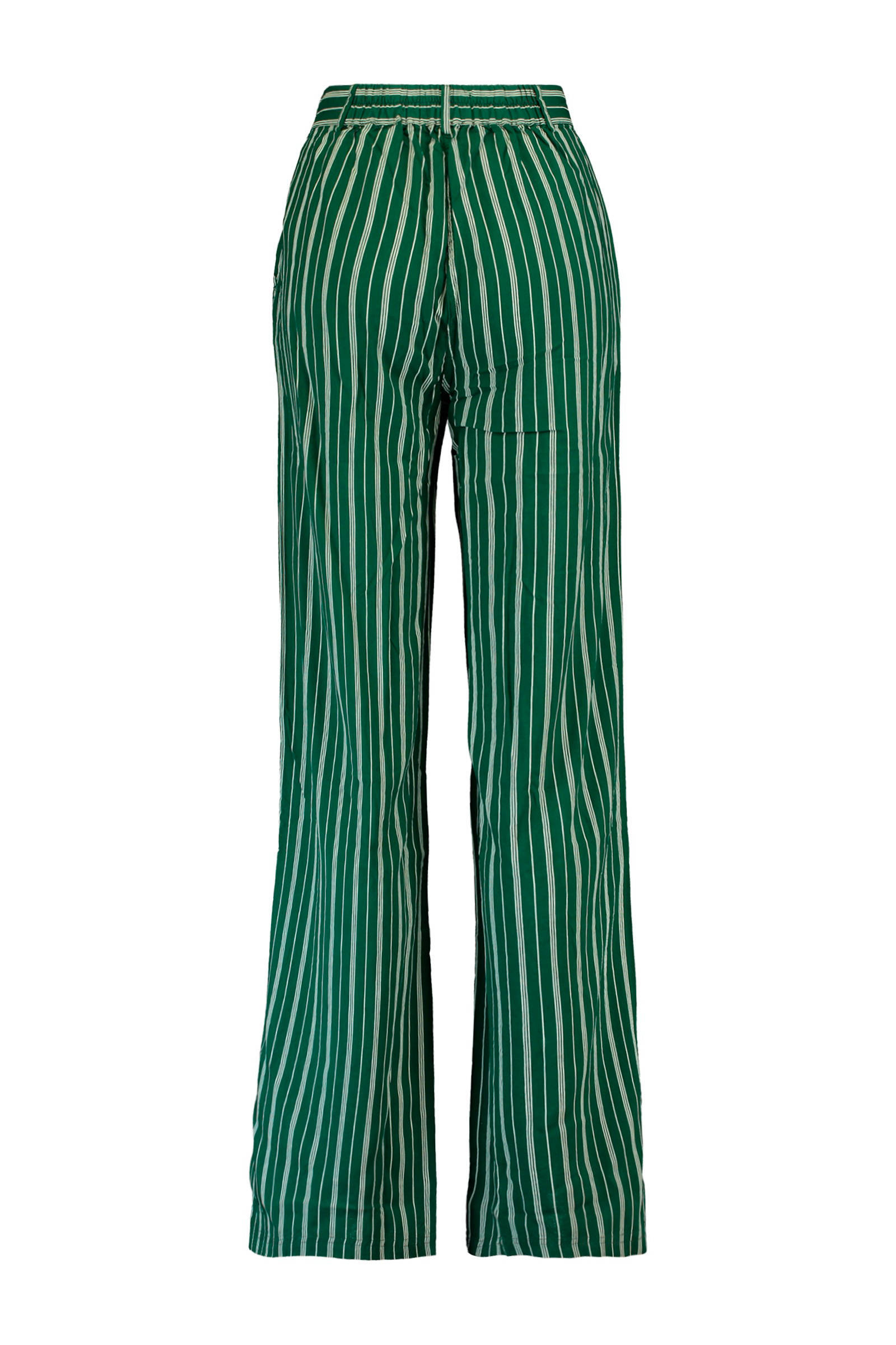 America Today gestreepte high waist loose fit broek Pippa groen | wehkamp