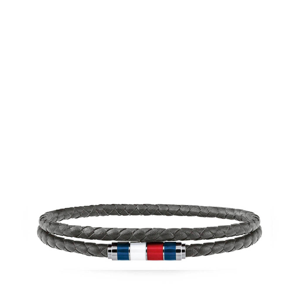 Tommy Hilfiger leren armband TJ2790057 grijs, Grijs
