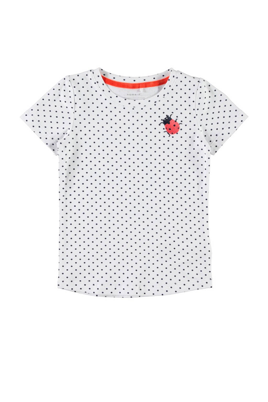 name it T-shirt Heprik met stippen wit, Wit