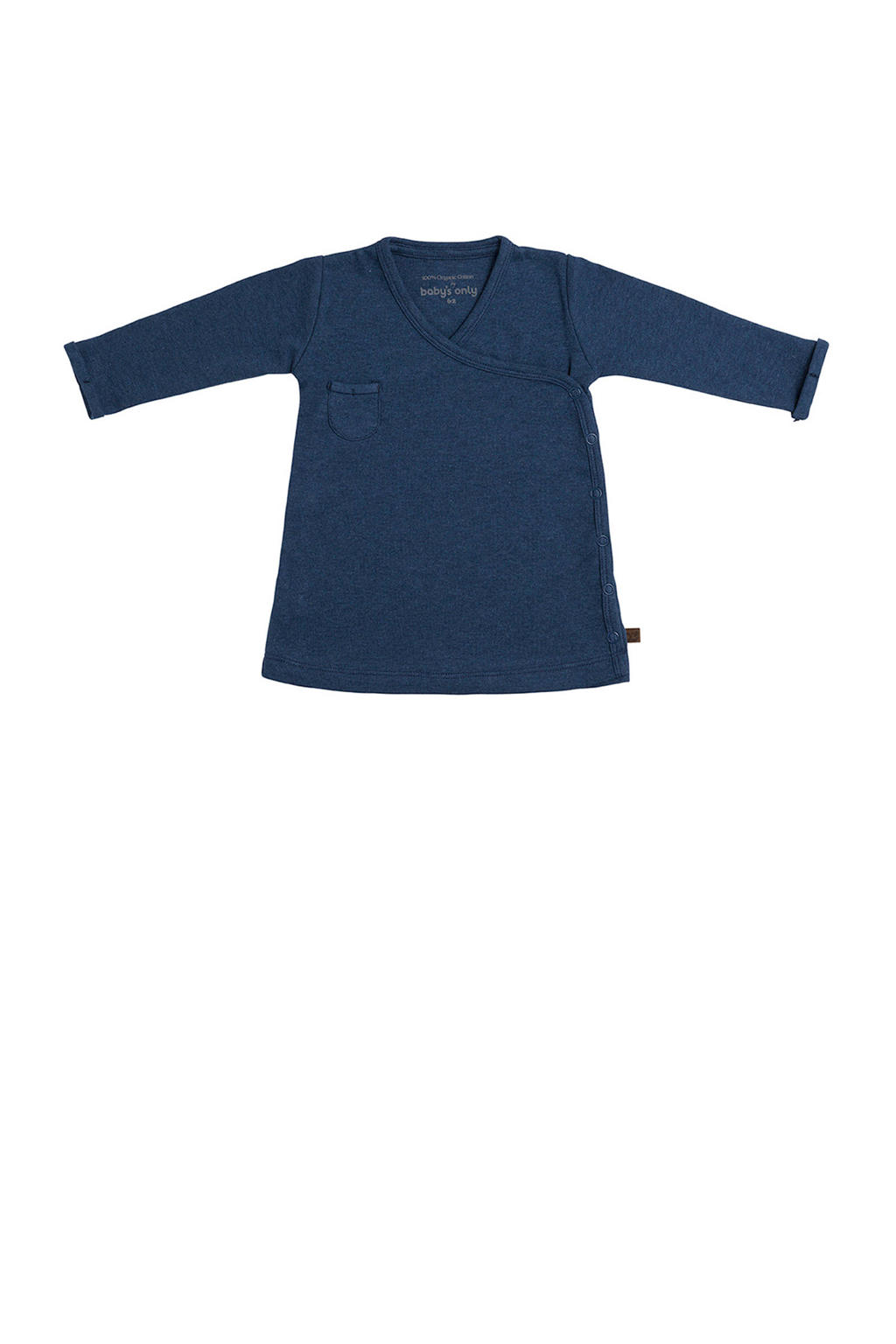 Donkerblauwe meisjes Baby's Only baby jurk van katoen met effen, lange mouwen, overslagkraag en drukknoopsluiting