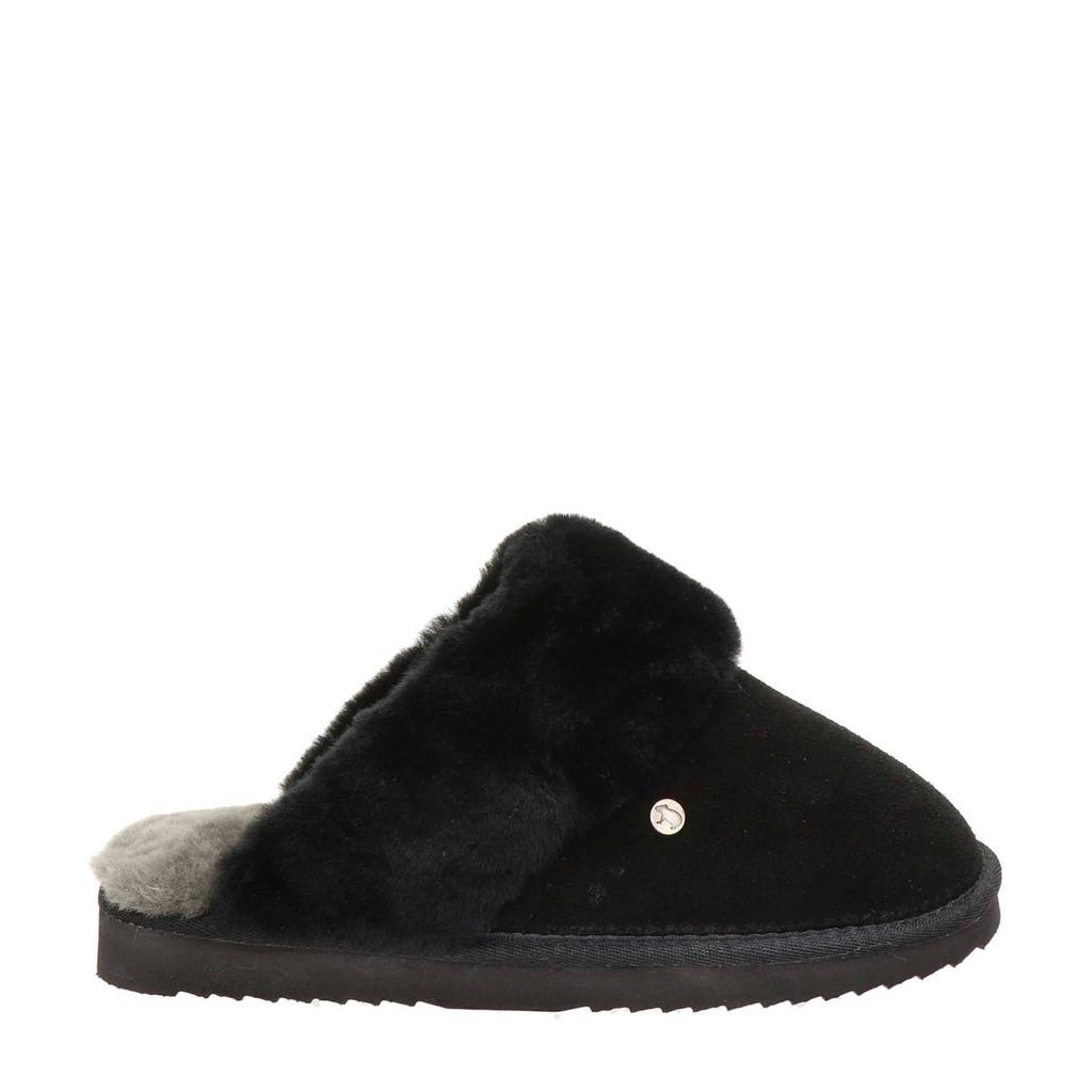 Zwarte dames Warmbat Australia suède pantoffels
