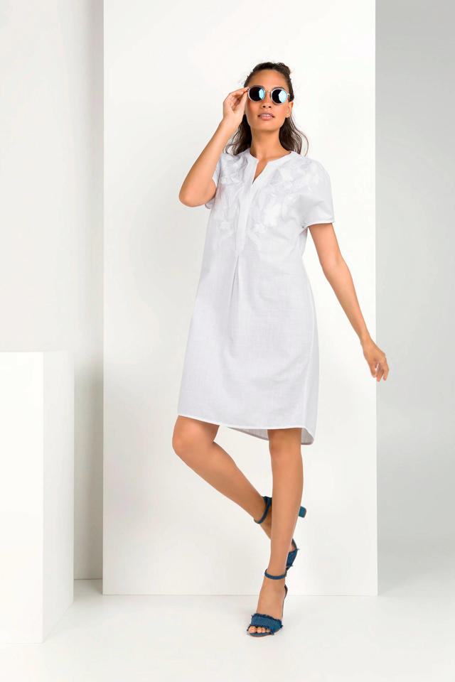 jurk met borduursels wit | wehkamp