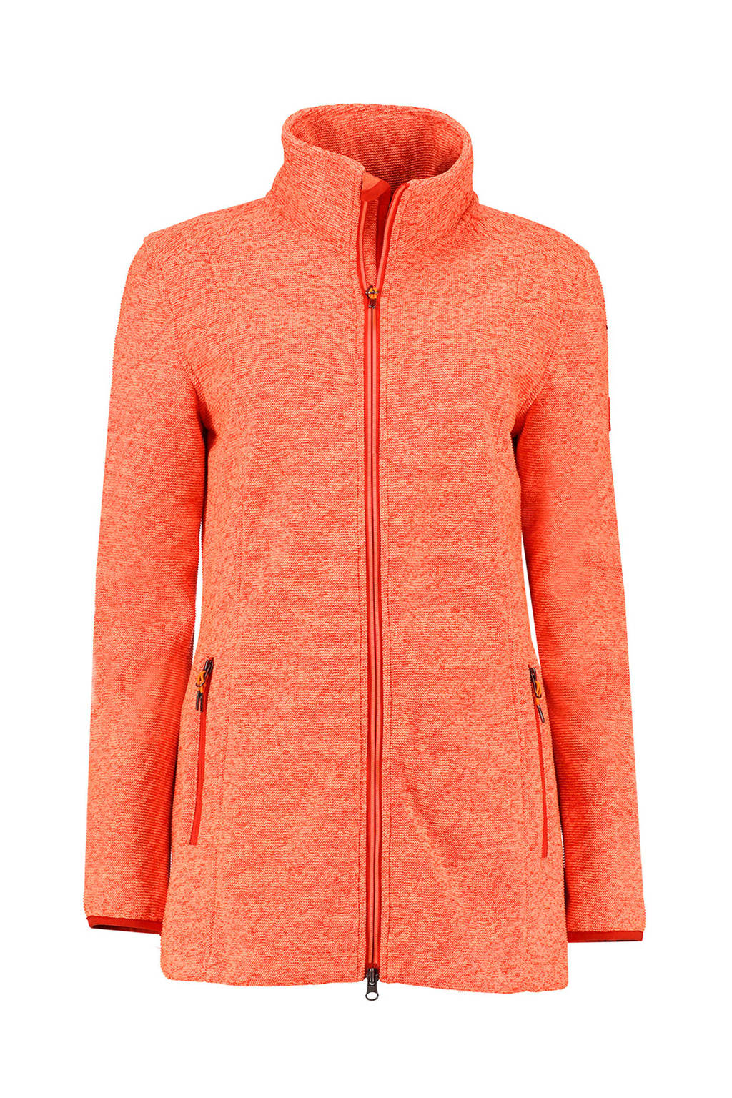 Kjelvik fleece jack lang Venica koraalrood, Koraalrood