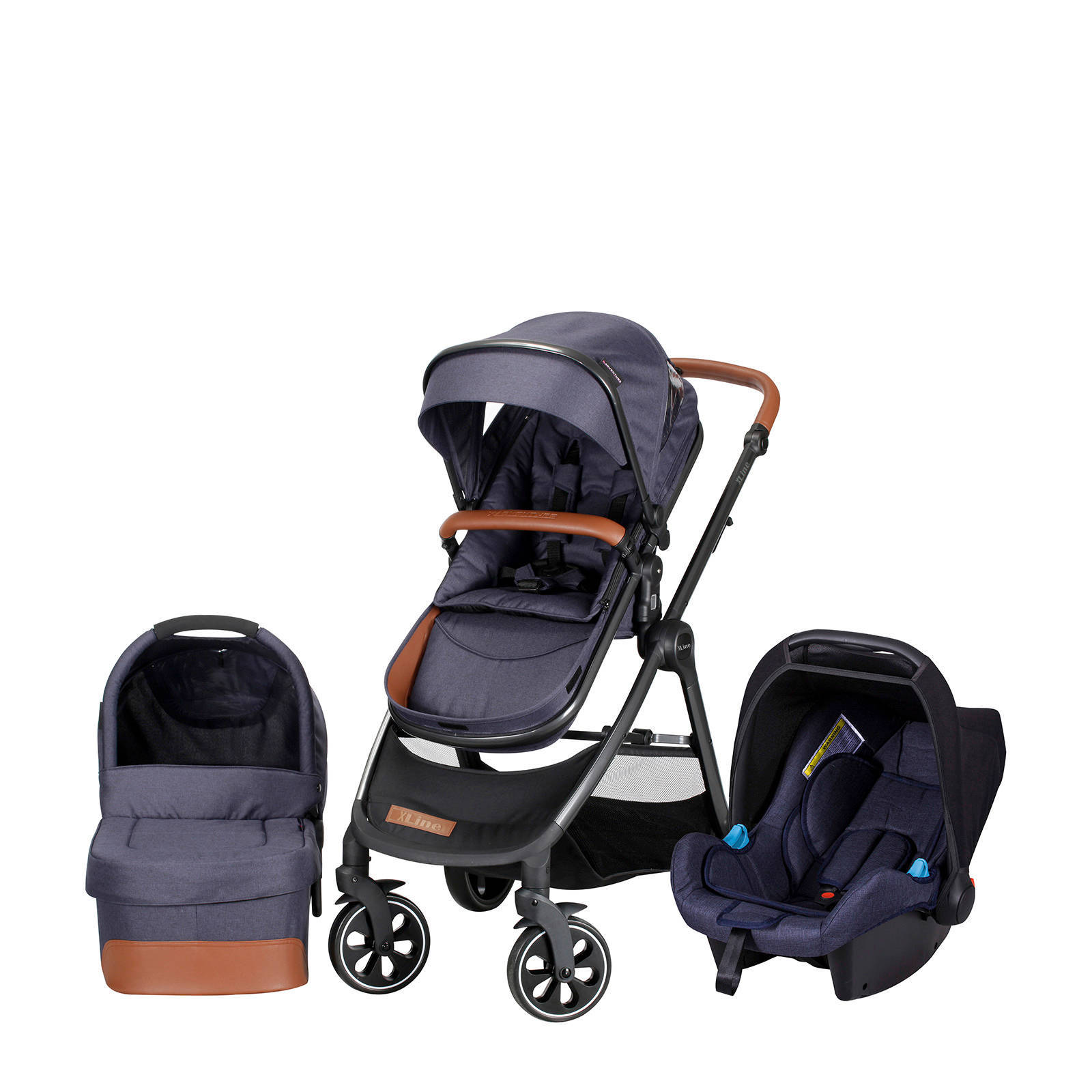 Xadventure X Line S Combi kinderwagen+autostoel groep 0+adapters donkerblauw  | wehkamp