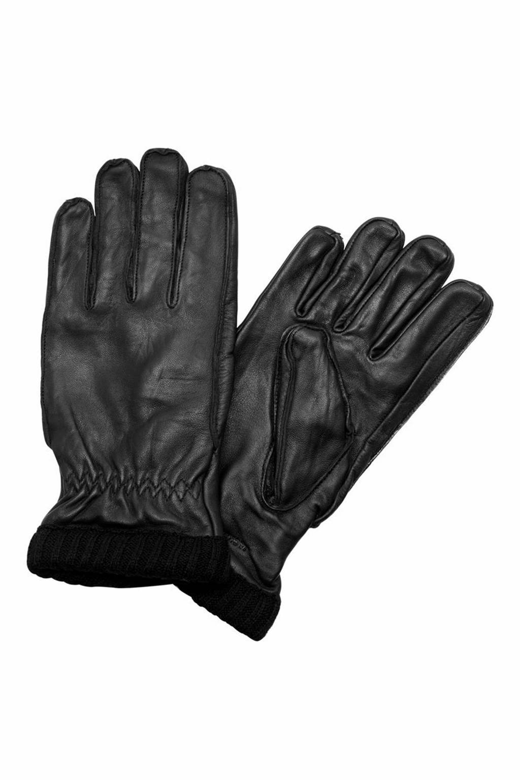 JACK & JONES leren handschoenen zwart, Zwart