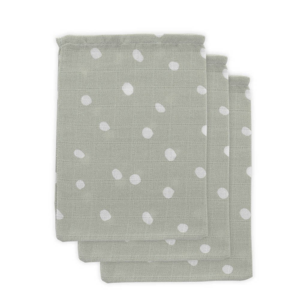 Little Lemonade hydrofiele washandjes grijs stip - set van 3, Grijs
