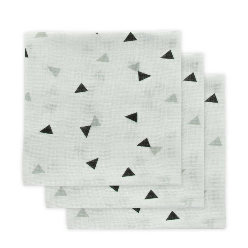Little Lemonade hydrofiele luier grijs/zwart driehoek - set van 3, Grijs/zwart/wit
