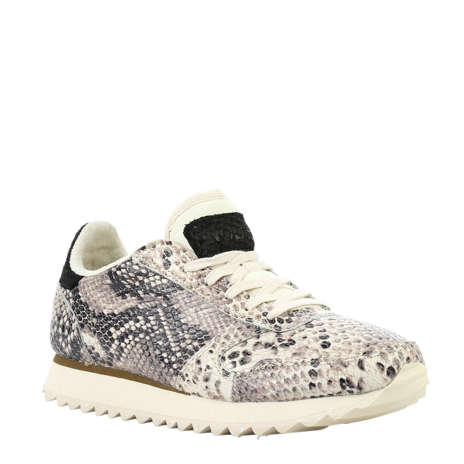 Woden Ydun leren sneakers met slangenprint grijs | wehkamp