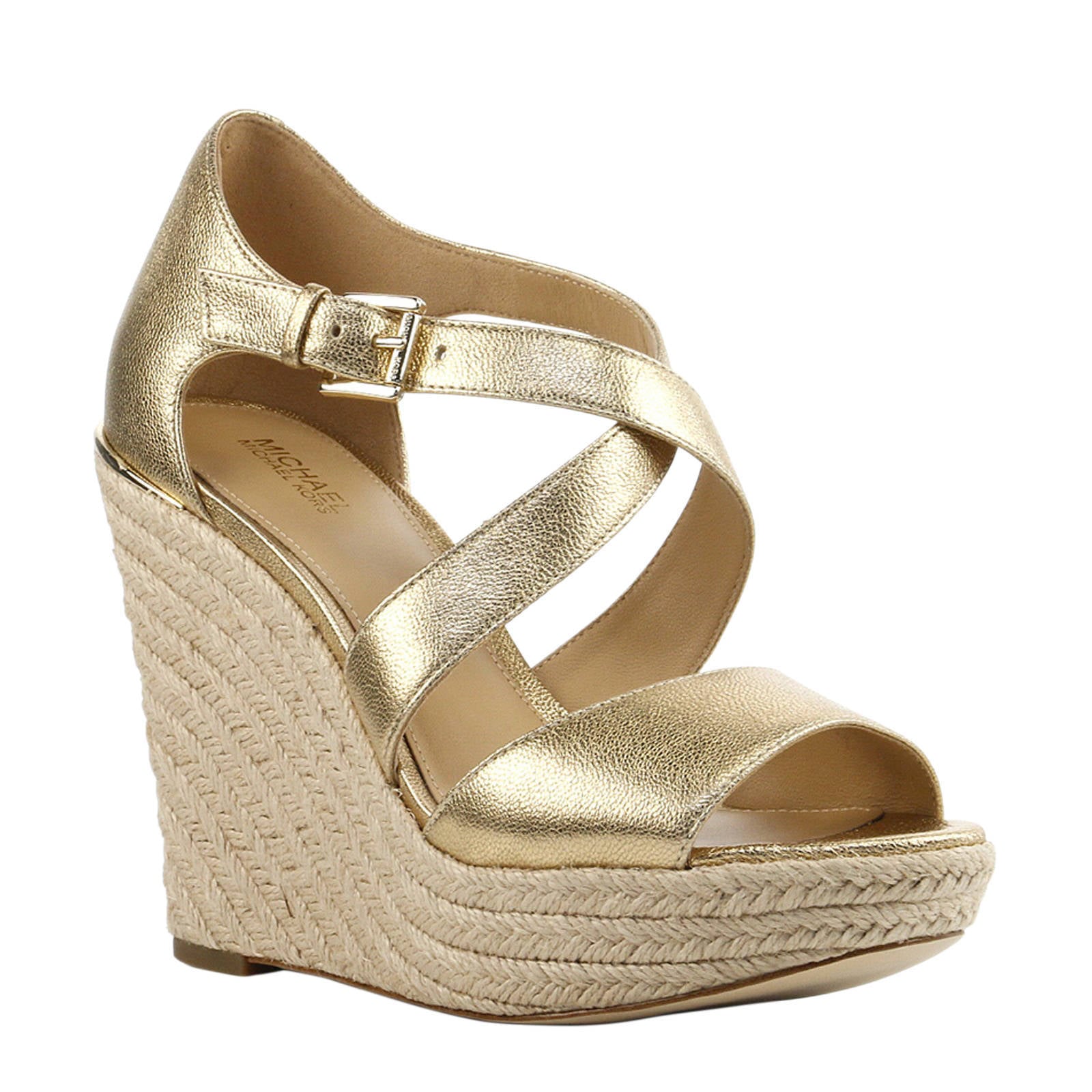 Michael Kors Abbott Wedge espadrilles goud | wehkamp