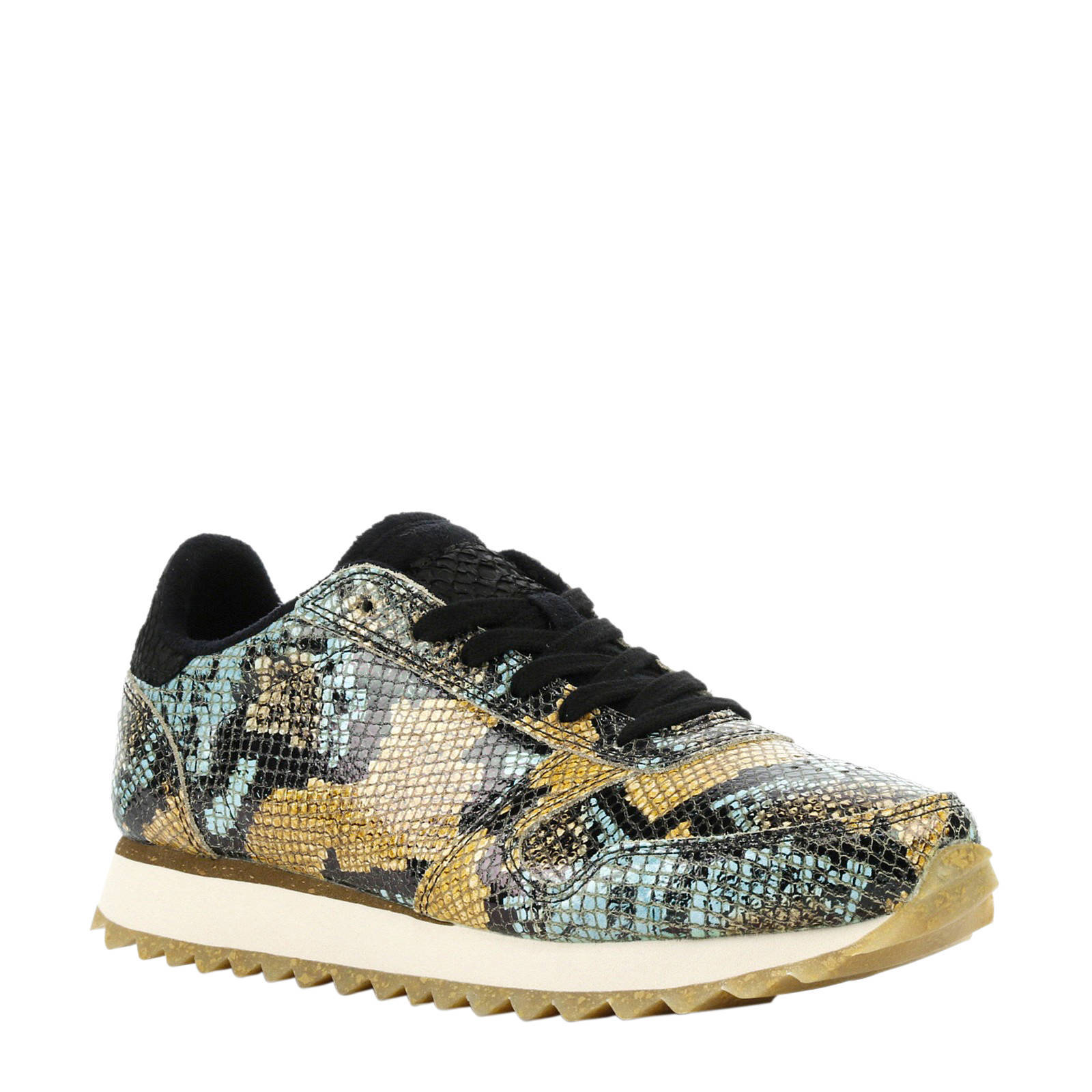Woden Ydun Snake leren sneakers met slangenprint geel | wehkamp