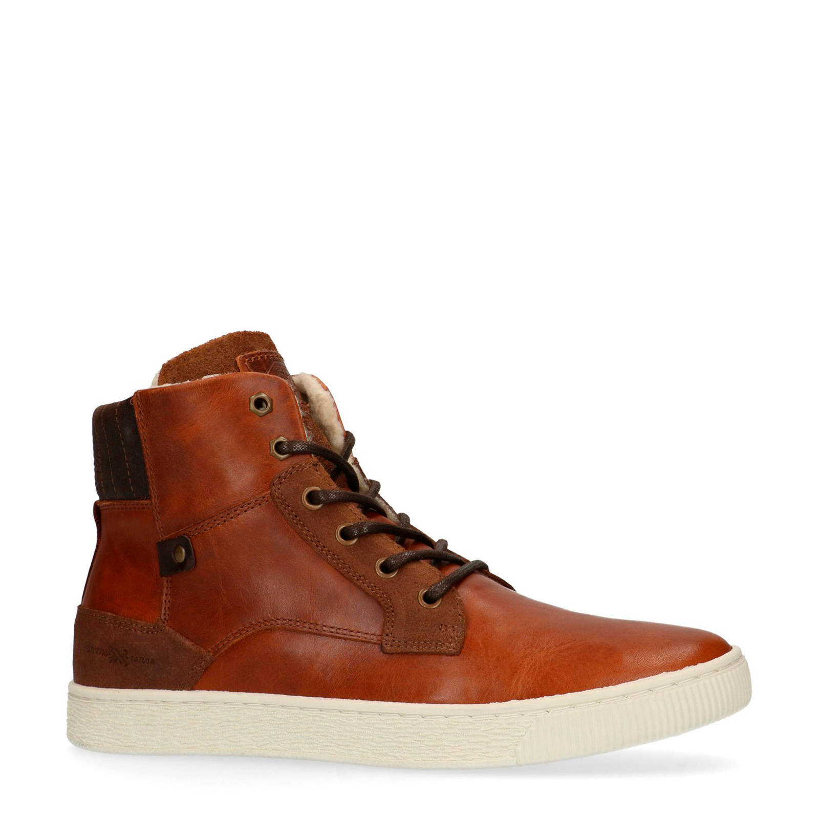 Manfield leren veterboots cognac