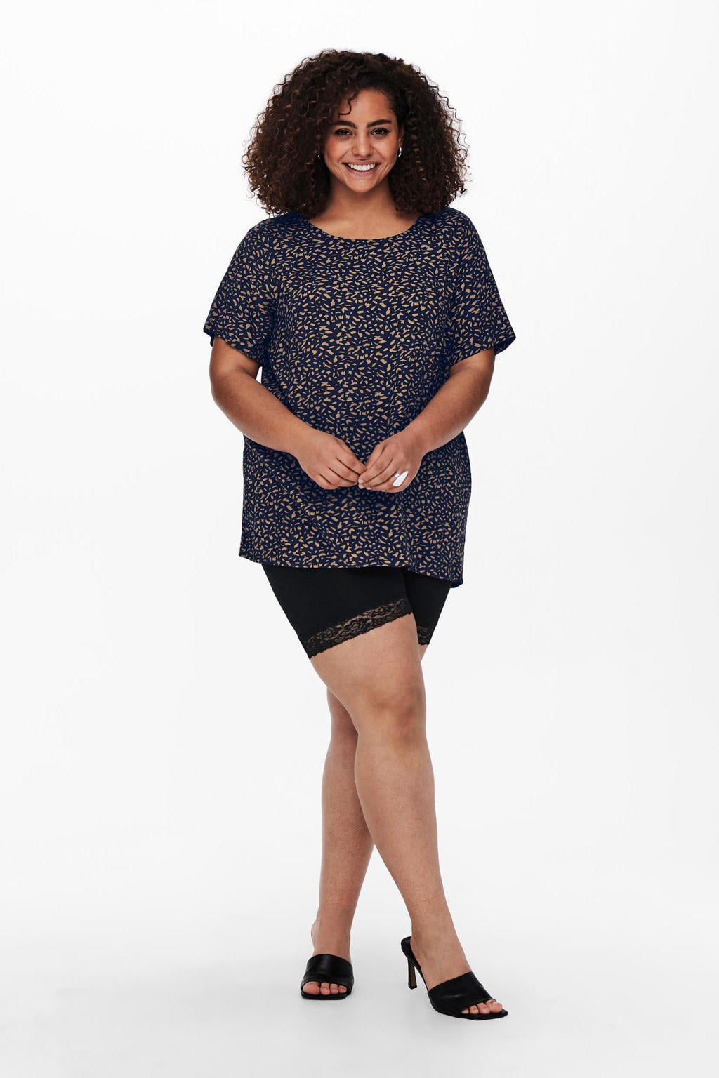 ONLY CARMAKOMA biker short met kant CARTIME zwart