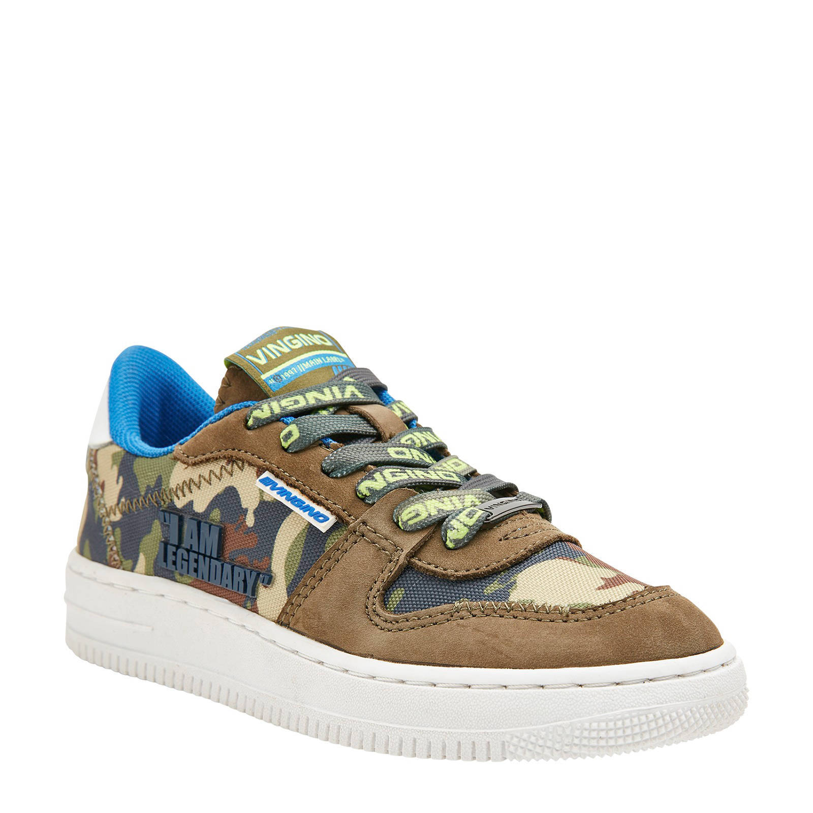 Vingino Yari Low leren sneakers camouflage | wehkamp