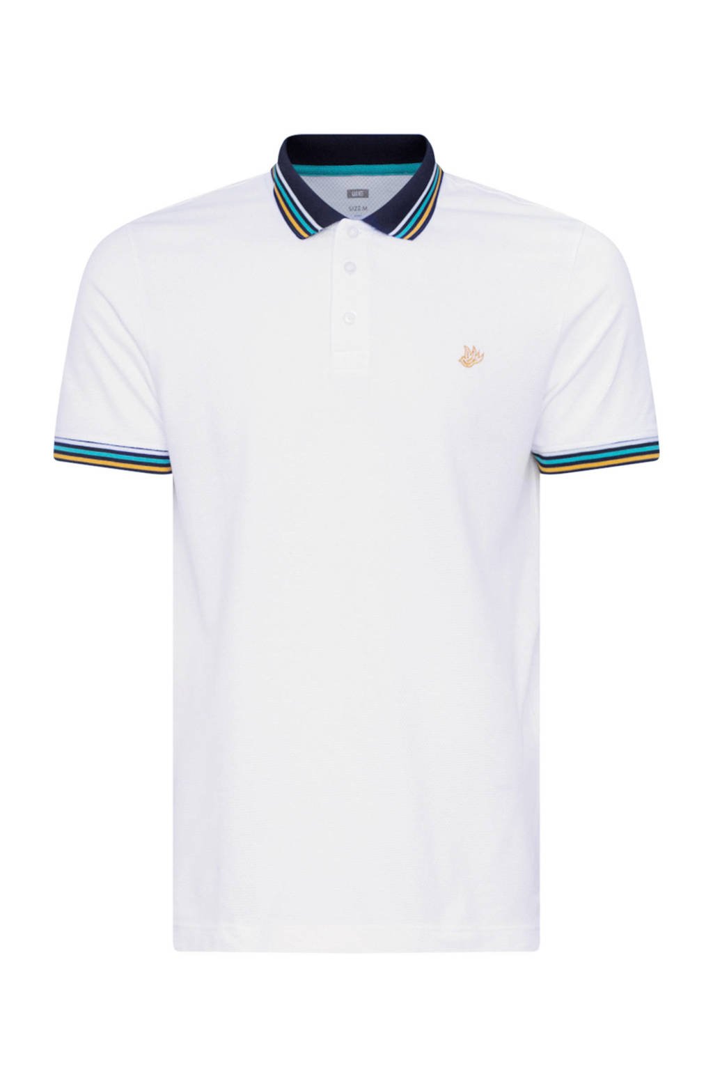 WE Fashion polo wit, Wit/marine/geel/lichtblauw