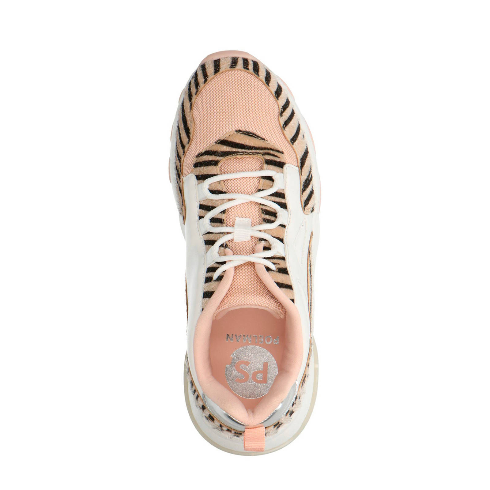 PS Poelman dad sneakers roze met zebraprint | wehkamp