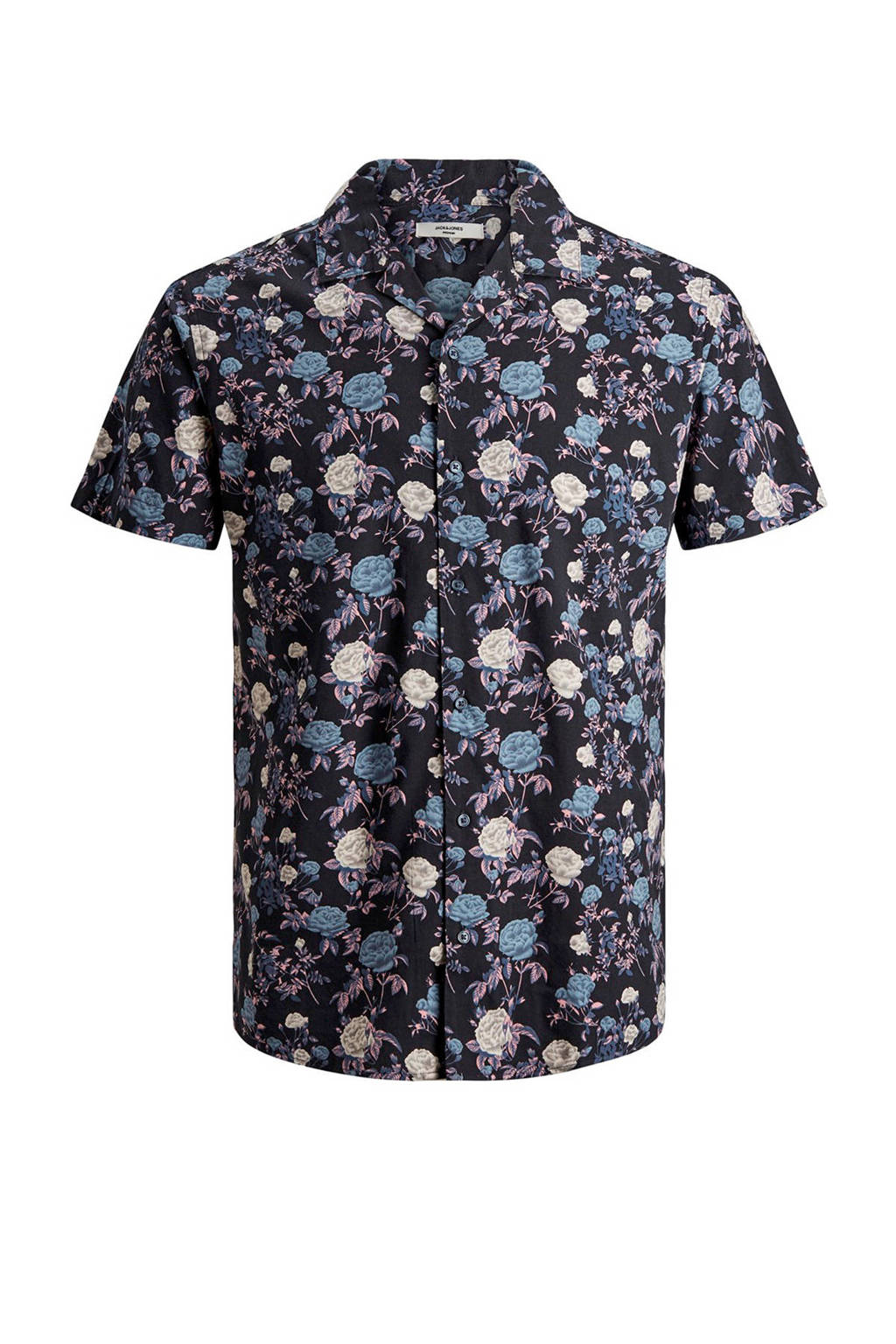 JACK & JONES PREMIUM overhemd met all-over print marine, Marine/Multi-kleuren
