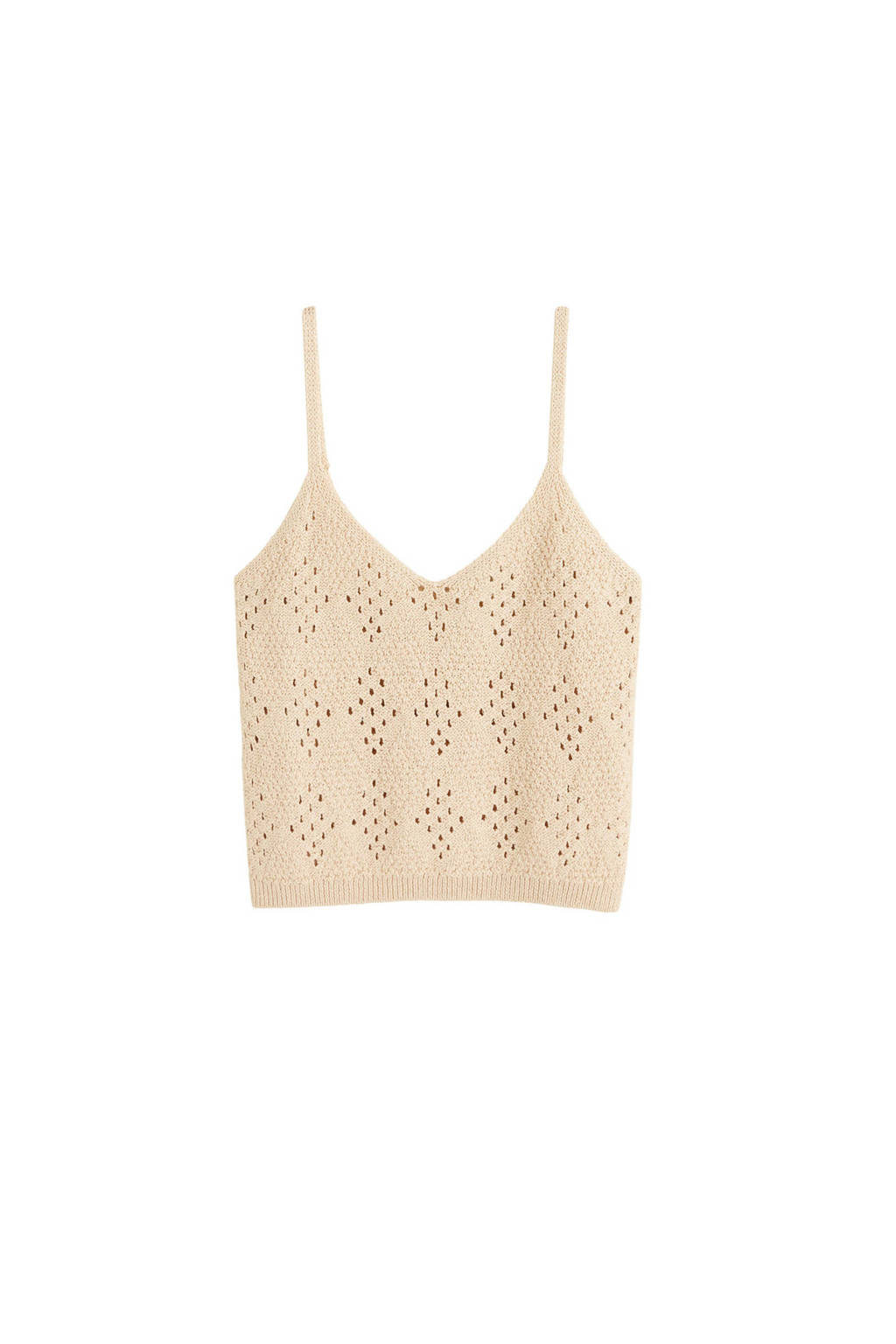 Mango mouwloze gebreide top cropped, pastelbruin