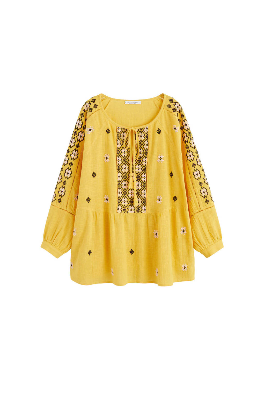 Violeta by Mango top met borduursels geel, Geel