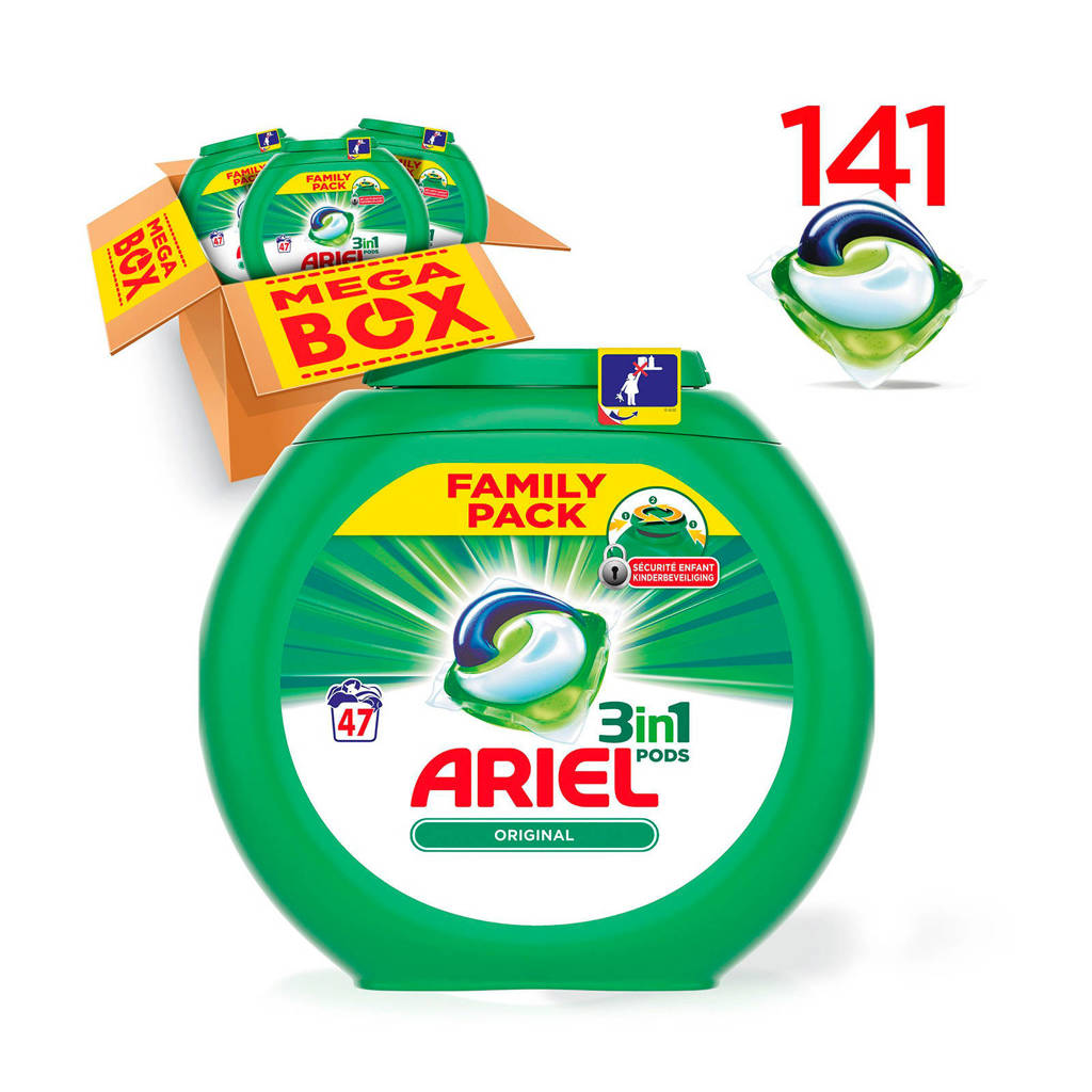 Ariel Original 3in1Pods wasmiddelcapsules 3 x 47 wasbeurten, 141 stuks